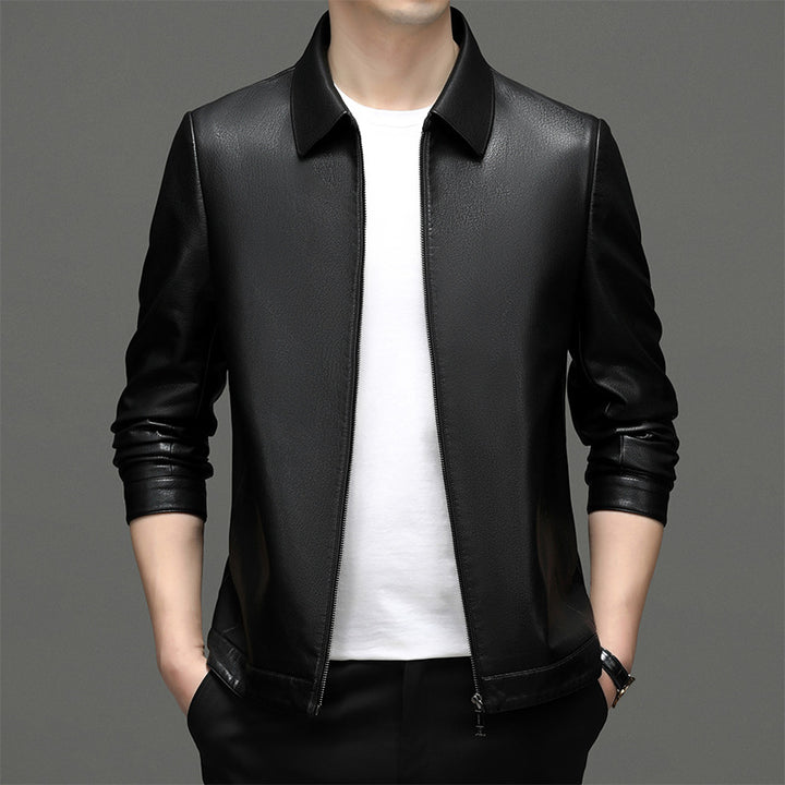 Faux leather jacket for men, modern and stylish, with practical zip pockets Lune London