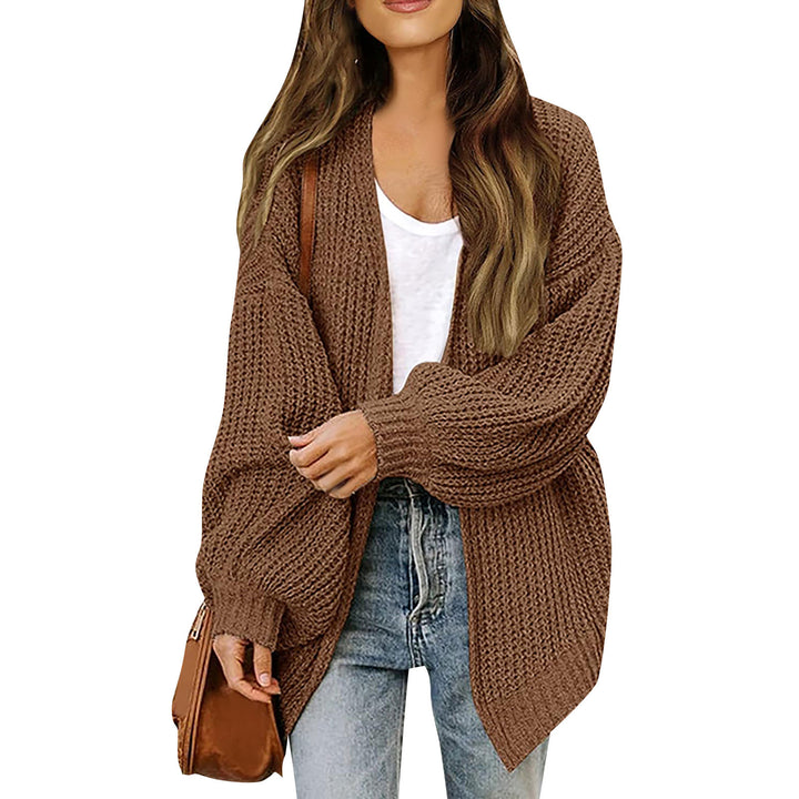 Cardigan en tricot épais pour femmes avec une coupe décontractée et des épaules tombantes Chic & Stil