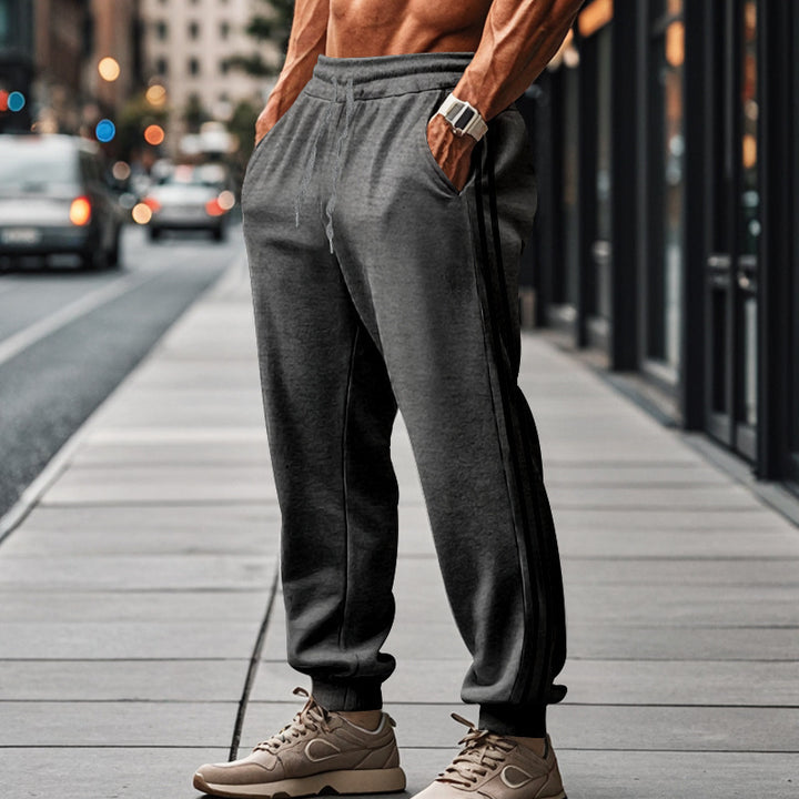Lune London men's sporty jogger pants with side stripe