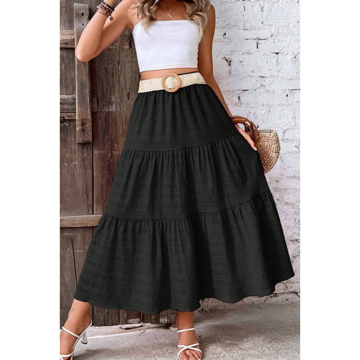Midi skirt for ladies with ruffles and elastic waist Lune London