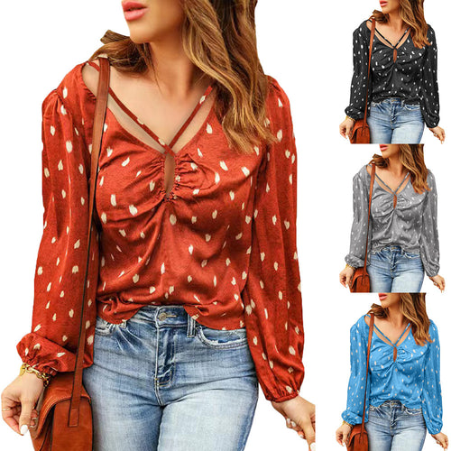 Women's blouse with decorative neckline and long sleeves Lune London