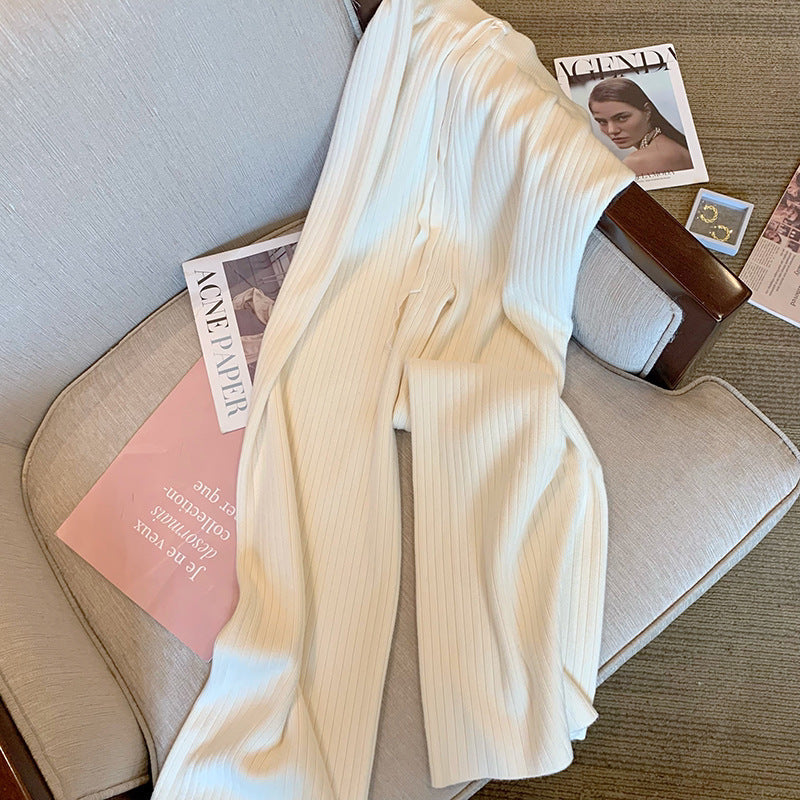 Pantalons en maille côtelée confortables pour femmes avec cordon de serrage à la taille Chic & Stil