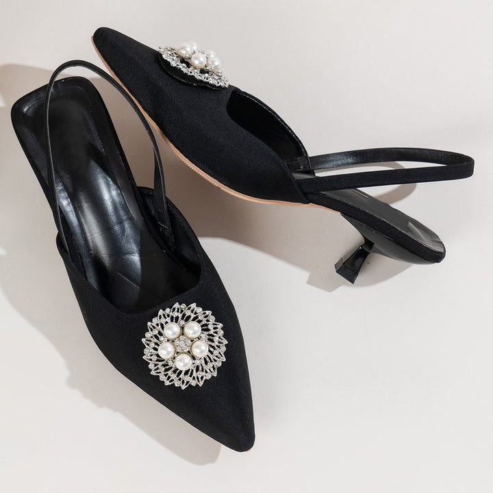 Ladies Slingback Pumps with elegant pearl embellishment and trendy fit Lune London