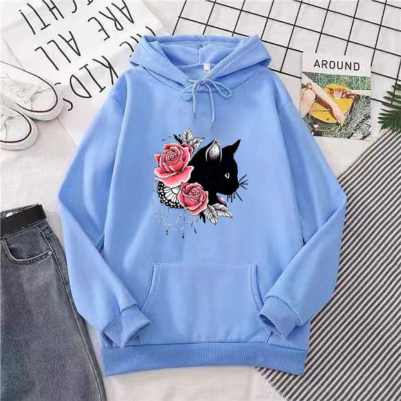 Women's hoodie with floral cat design Chic & Stil