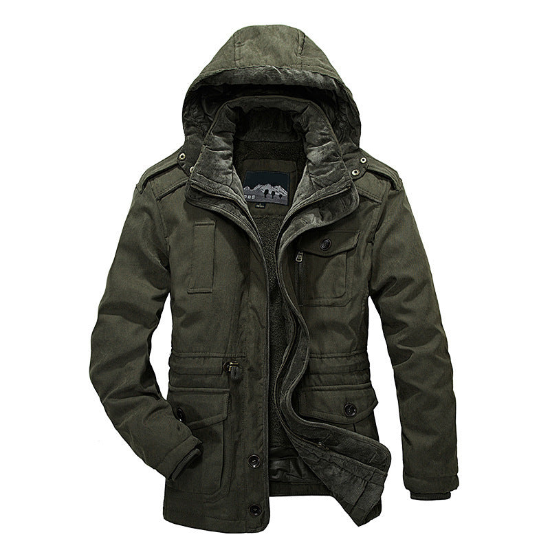 Practical and warm field jacket for men with removable hood Lune London