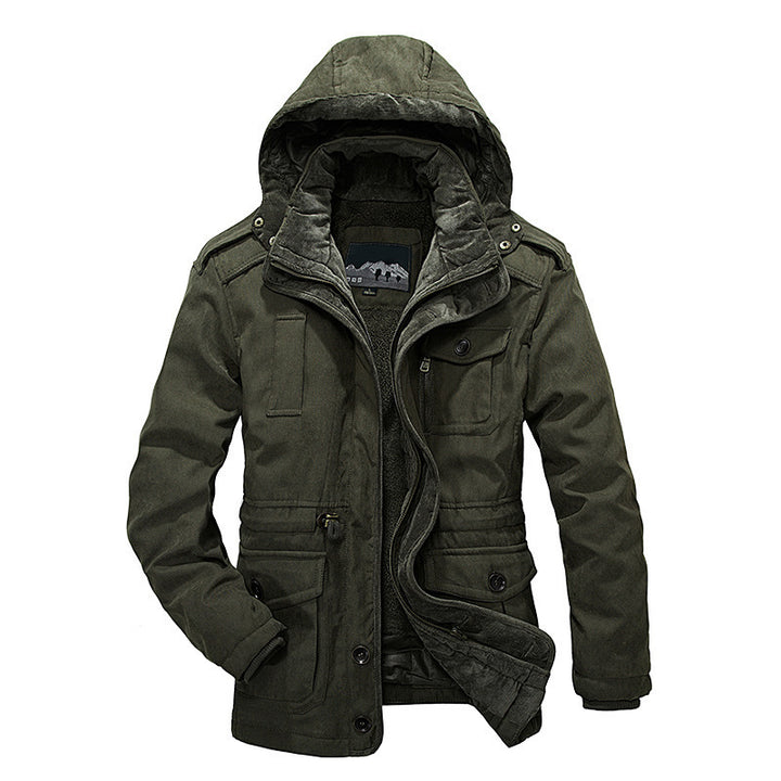 Practical and warm field jacket for men with removable hood Lune London