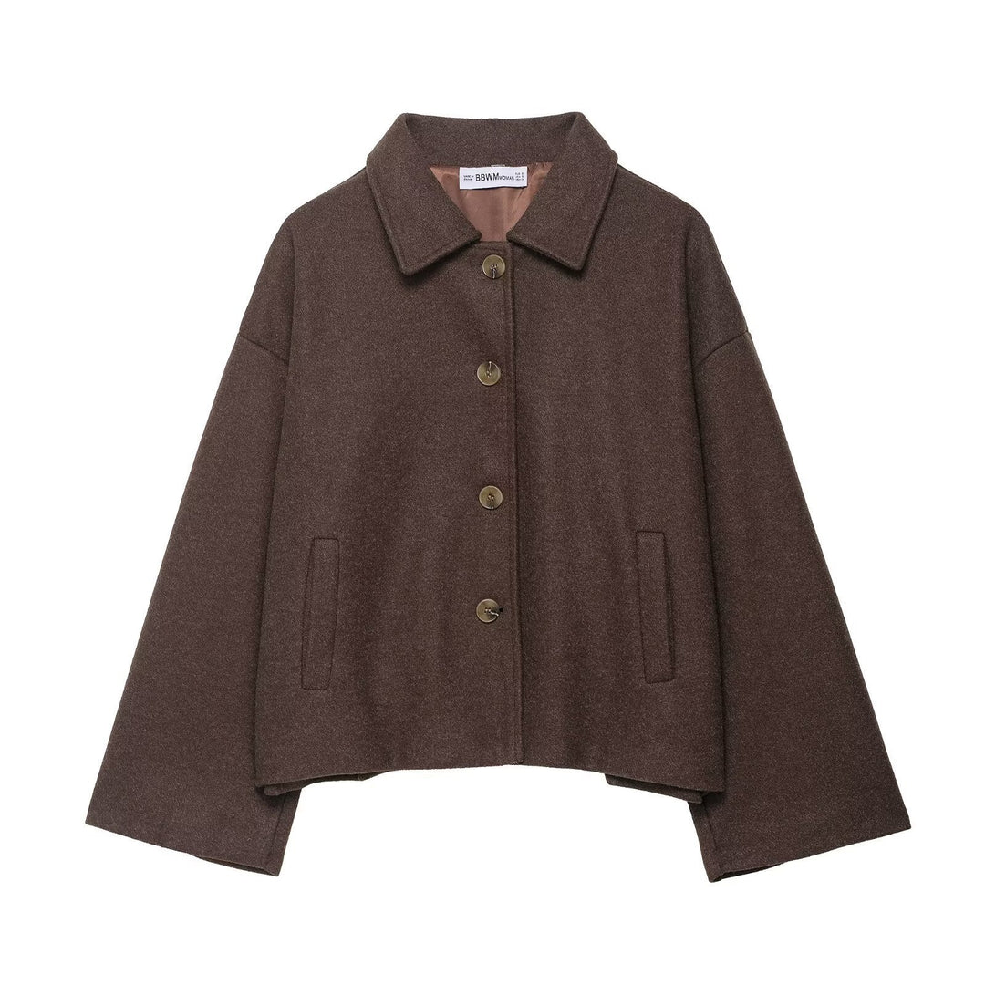 Chic jacket for ladies in soft fabric with button closure and pockets Lune London