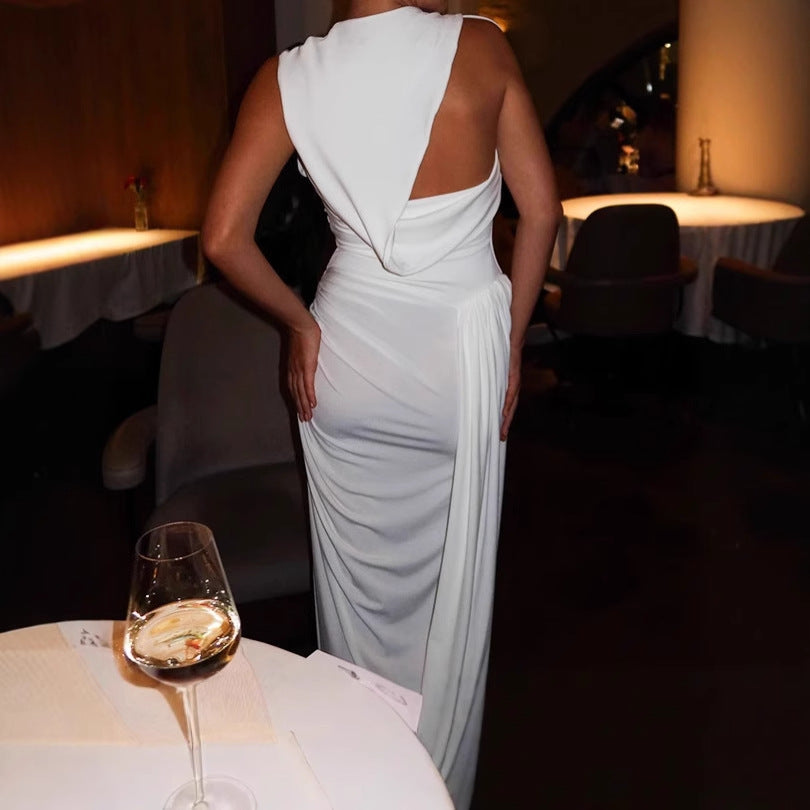 Women Elegant Wrap Dress with High Slit Design and Asymmetric Cut Lune London