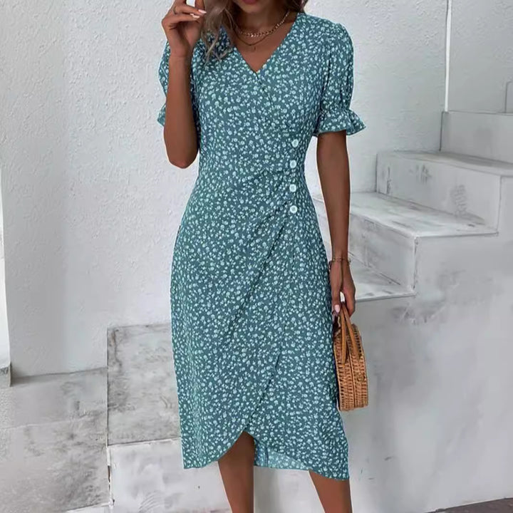 Vintage-inspired floral wrap dress for women Lune London