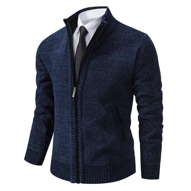 Elegant knitted jacket for men with modern zipper and high collar Lune London