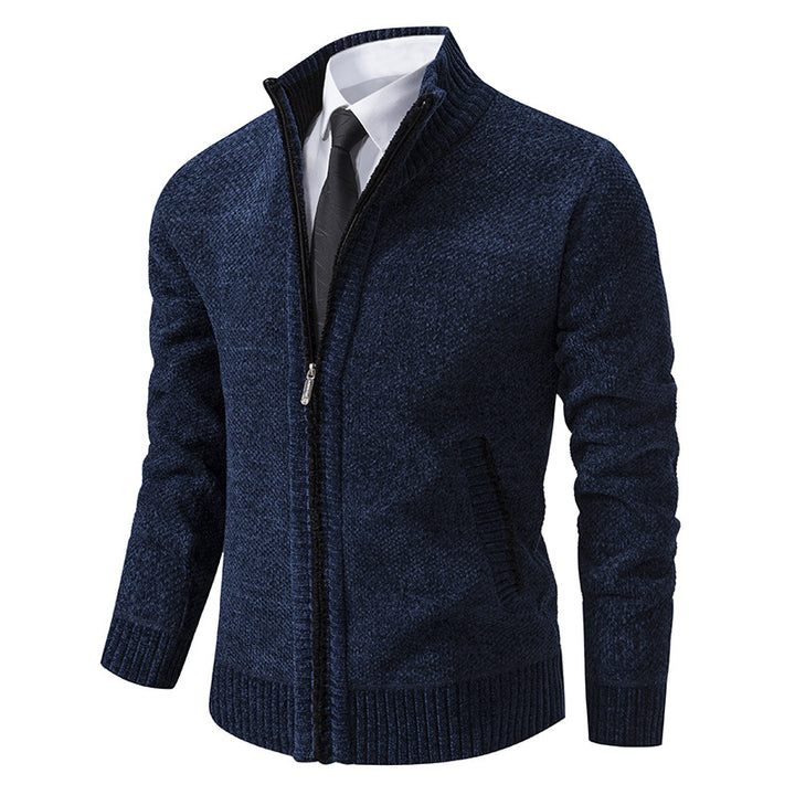 Elegant knitted jacket for men with modern zipper and high collar Lune London