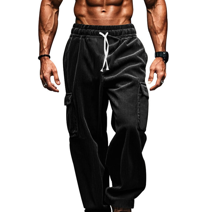 Casual cargo pants for men with an urban style featuring practical pockets and an elastic waist Lune London
