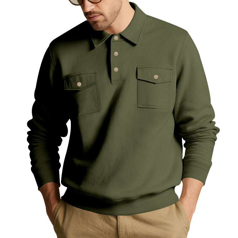 Comfortable fleece pullover for men with practical chest pockets Lune London