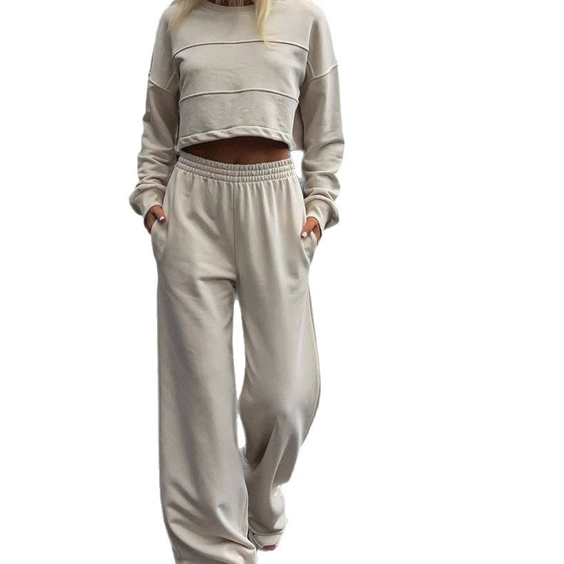 Lune London women's trendy crop top set and wide jogger pants