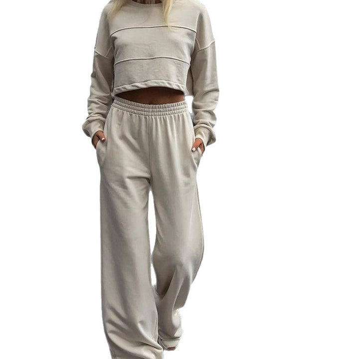 Lune London women's trendy crop top set and wide jogger pants
