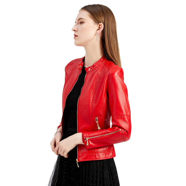 Trendy faux leather jacket for women with minimalist accents Lune London