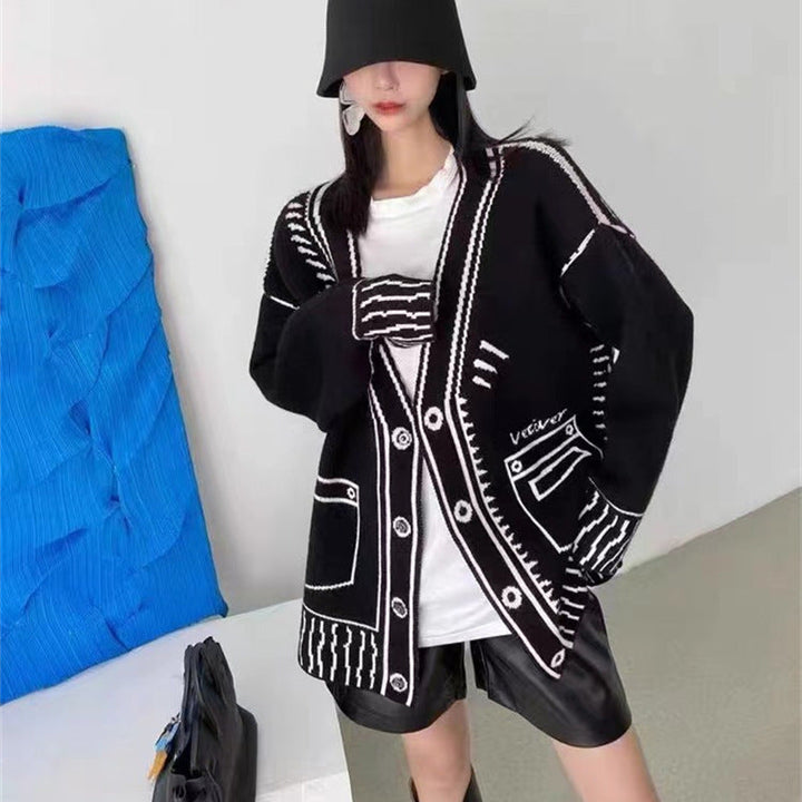 Women's Cardigan with Unique Graphic Design and High-Quality Button Details Lune London