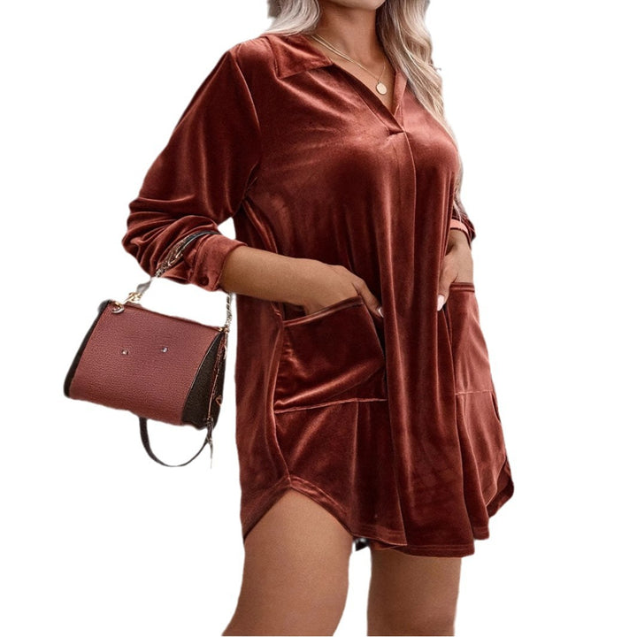 Lune London casual velvet hoodie dress for women