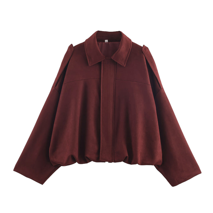 Oversized elegant jacket for women with refined details and a chic collar