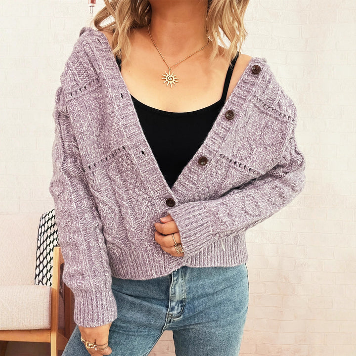 Veste en tricot pour femmes avec design en câble structuré et fermeture par boutons Chic & Stil