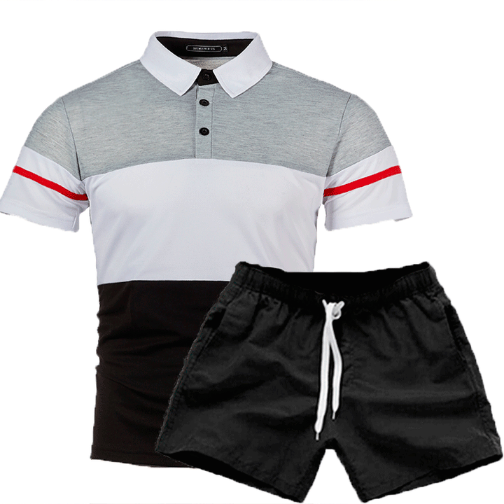 Men's polo set and swim shorts with modern Lune London accents