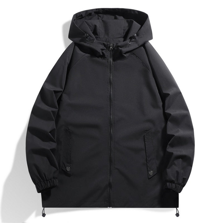 Functional men's jacket with adjustable hood collar and elastic sleeve cuffs Lune London