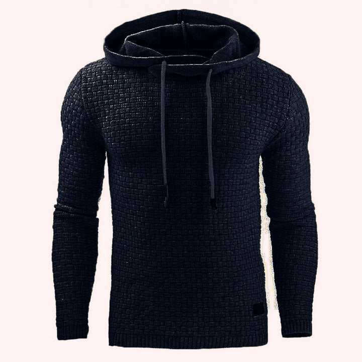 Knitted sweater for men with textured surface and integrated hood Lune London