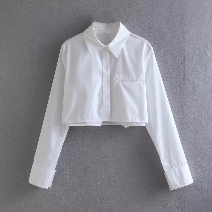 Women's cropped blouse with classic collar Lune London