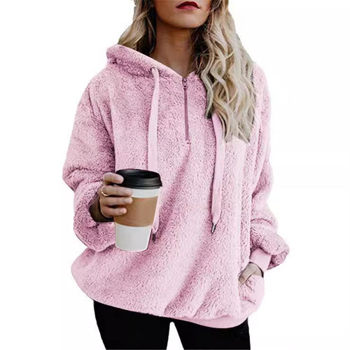 Ladies Comfortable Hoodie in Teddy Fleece Lune London