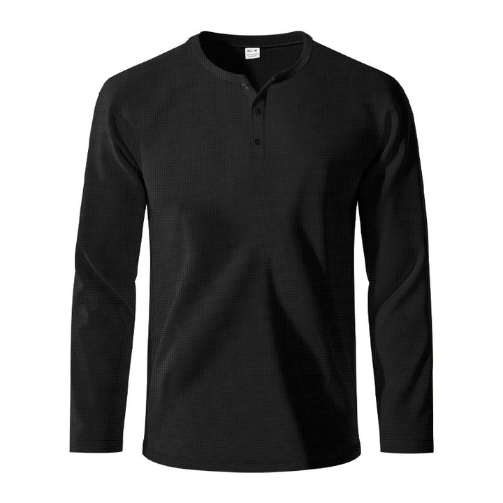 Men's Long Sleeve Henley T-Shirt in Breathable Structured Fabric Lune London