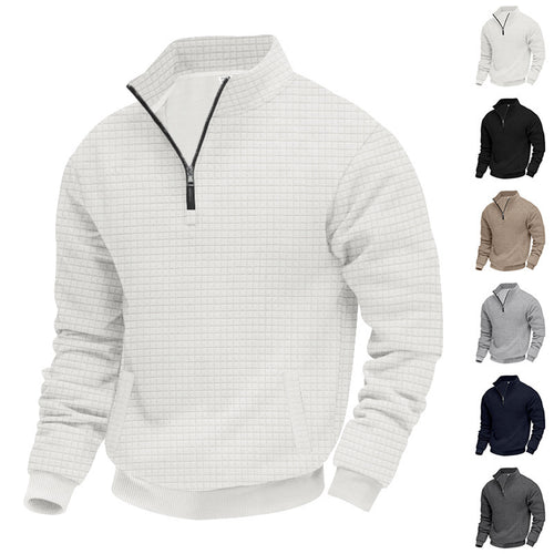 Sporty fleece pullover for men with half-zip Lune London