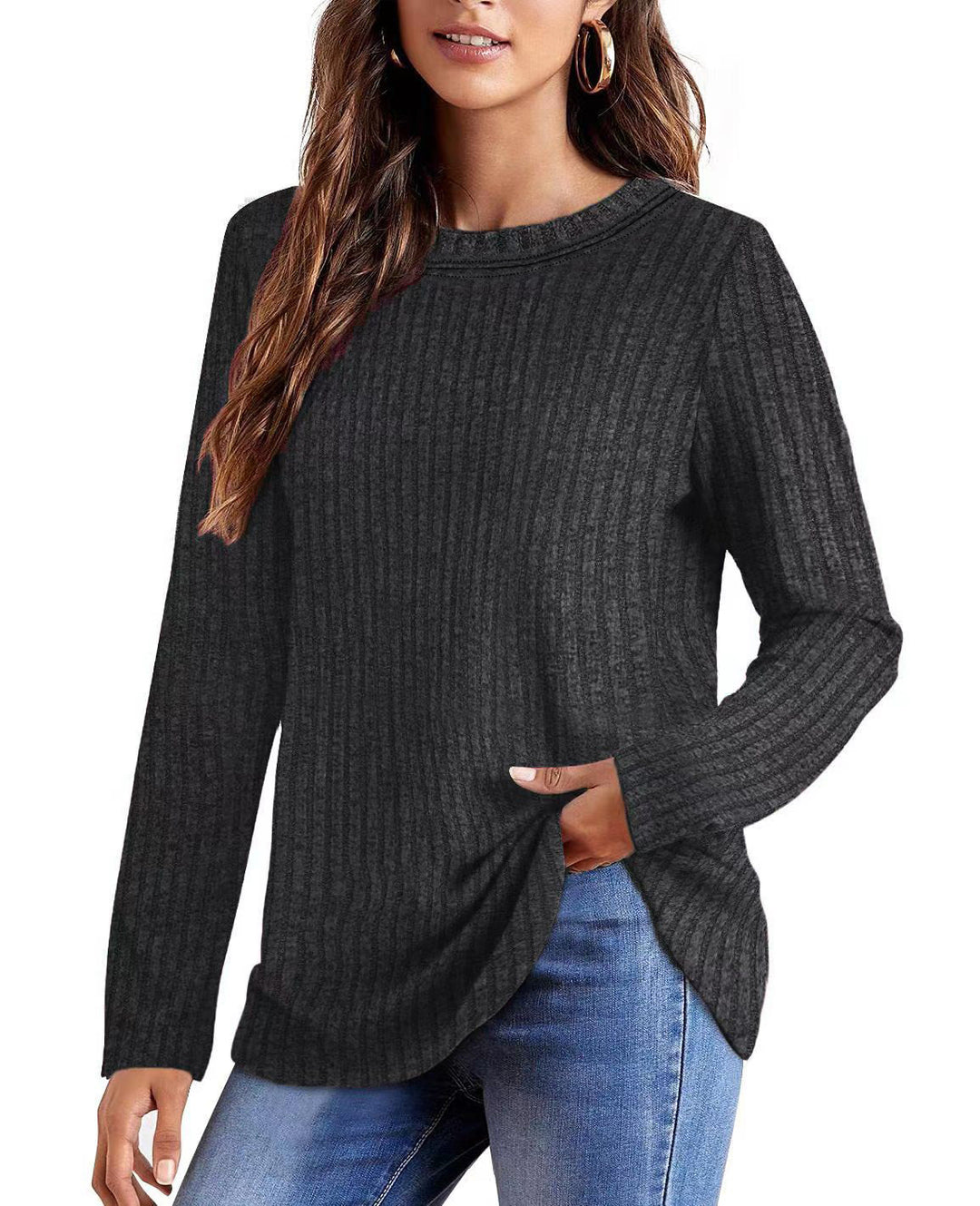 Casual long sleeve shirt for women with ribbed structure Lune London