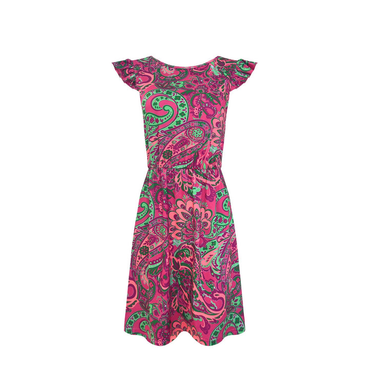 Airy summer dress for women with a playful paisley pattern and ruffle details Lune London