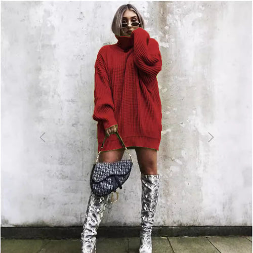 Chunky knit sweater for women with high collar and relaxed fit Lune Londonl