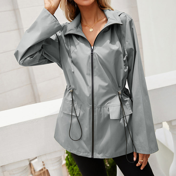 Veste de pluie légère pour femmes avec capuche et taille ajustable Lune London