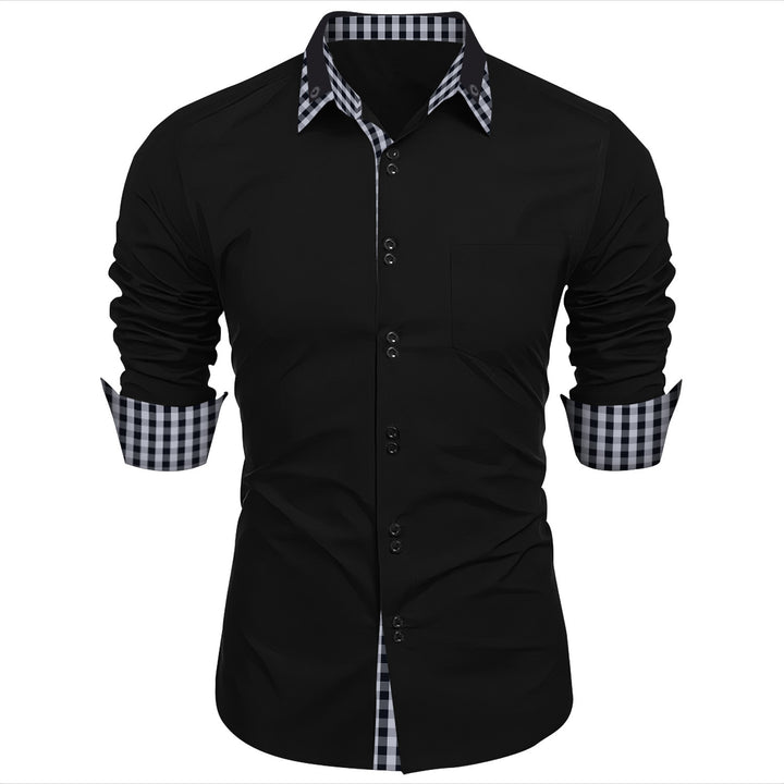 Premium long-sleeve shirt for men with contrasting button and cuff Lune London