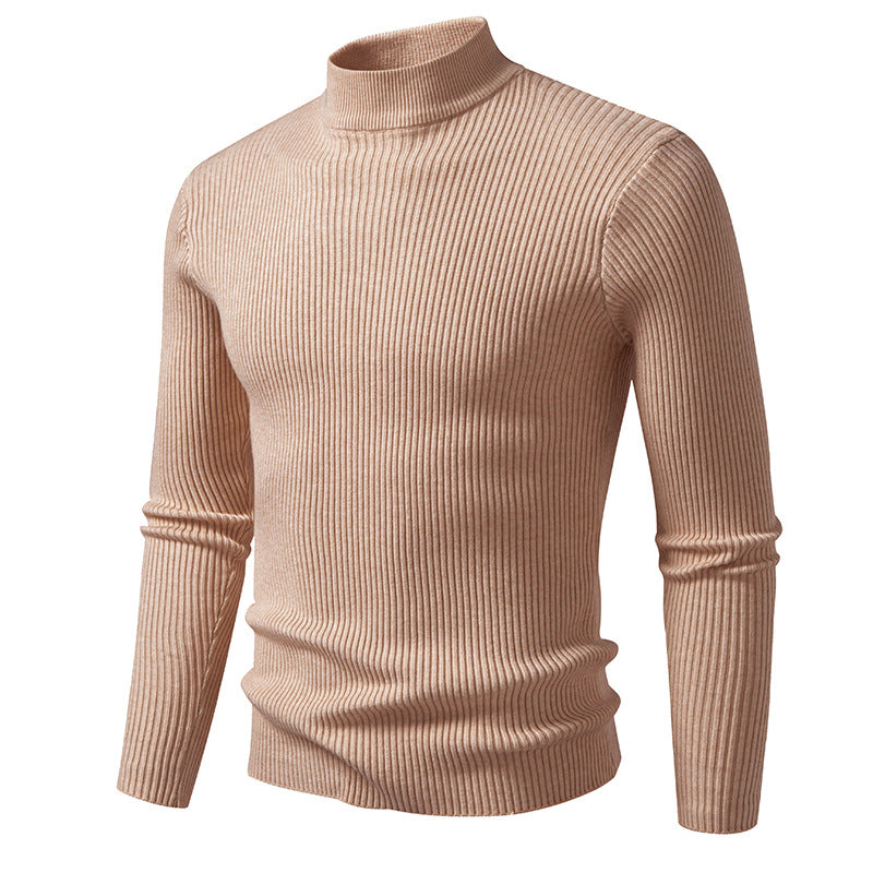 High-quality stretch wool men's turtleneck sweater with ribbed texture Lune London