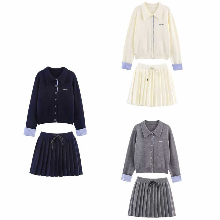 Trendy knit set for women with classic collar Lune London