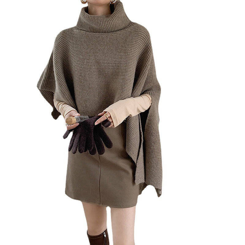 Oversized knitted sweater for women with high collar Lune London