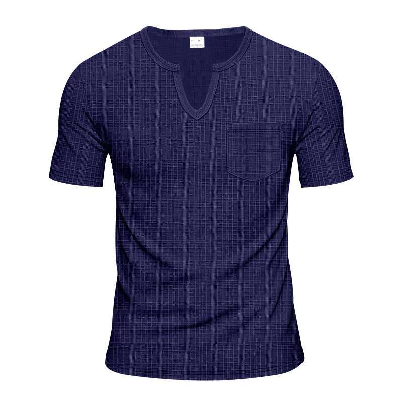 Short sleeve V-neck T-shirt for men with chest pocket Lune London