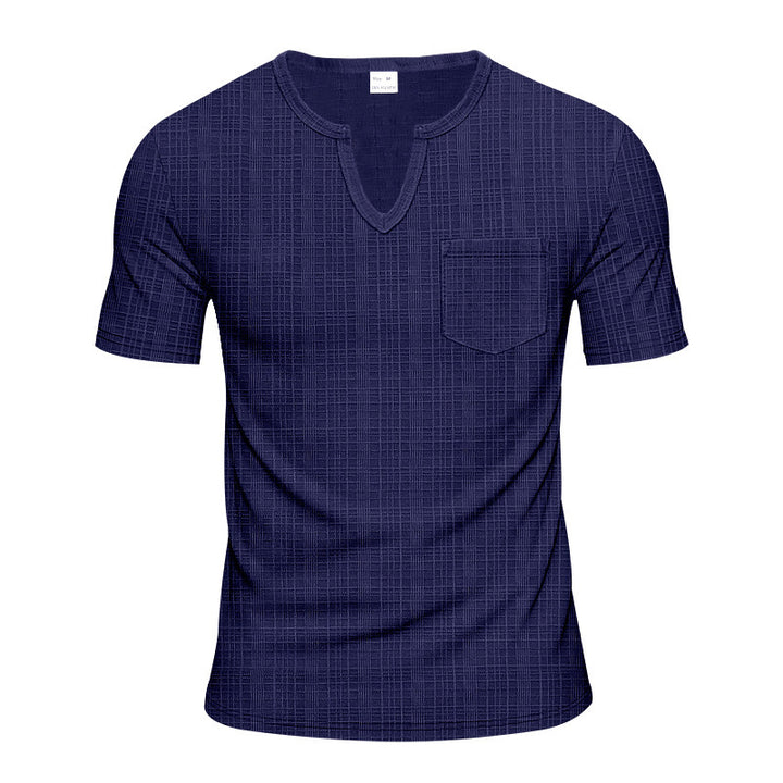 Short sleeve V-neck T-shirt for men with chest pocket Lune London