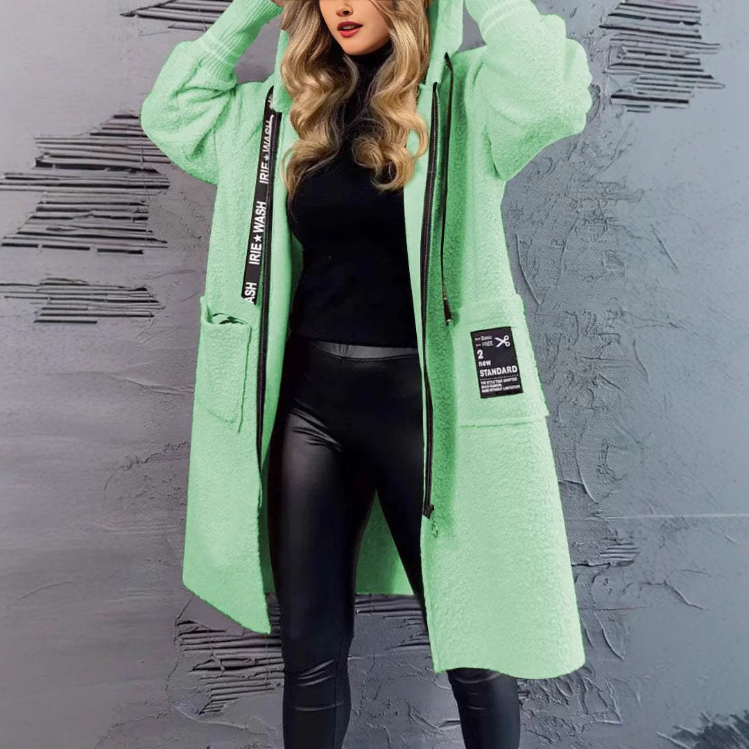 Long coat for women with pockets and hood Lune London