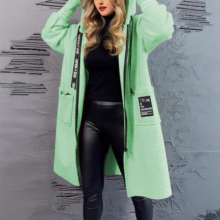 Long coat for women with pockets and hood Lune London
