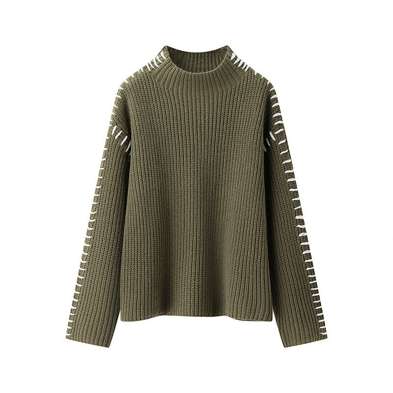 Women’s knitted sweater with high neck and elegant side details Lune London