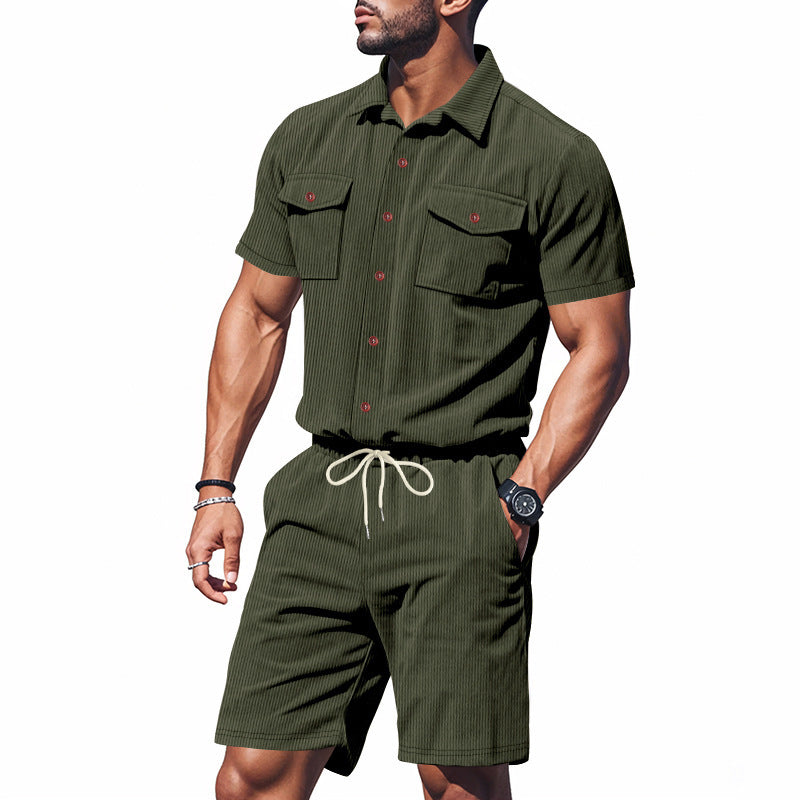 Elegant leisure suit for men with structured details and practical chest pockets Lune London