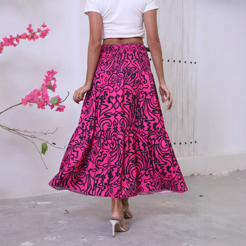 Woman Maxi Flared Bohemian Chic Skirt