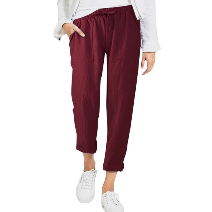 Relaxed linen trousers for women with elastic waist and practical pockets Lune London
