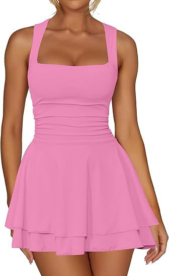 Lune London ladies skater dress with gathers and wide straps