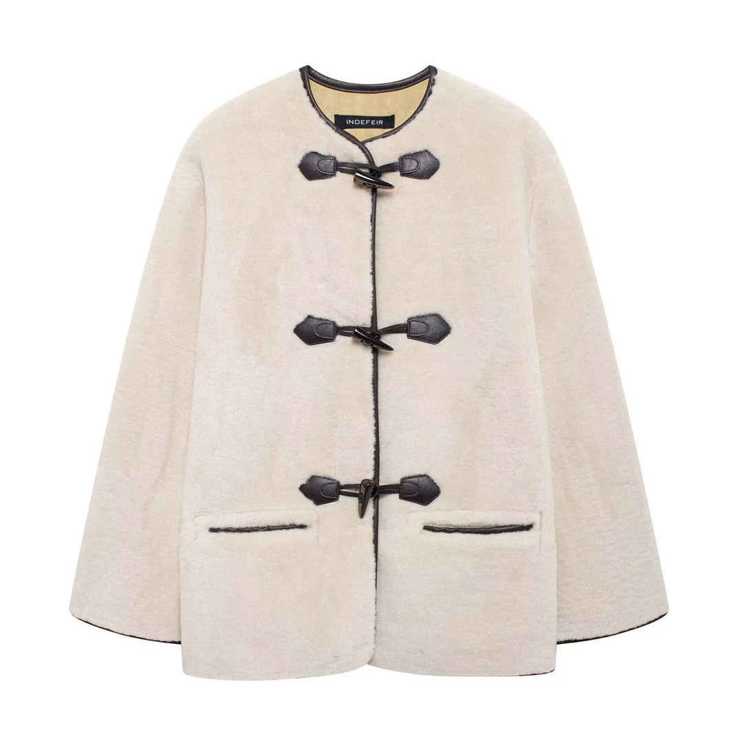 Comfortable teddy jacket for women with high-quality leather finish Lune London