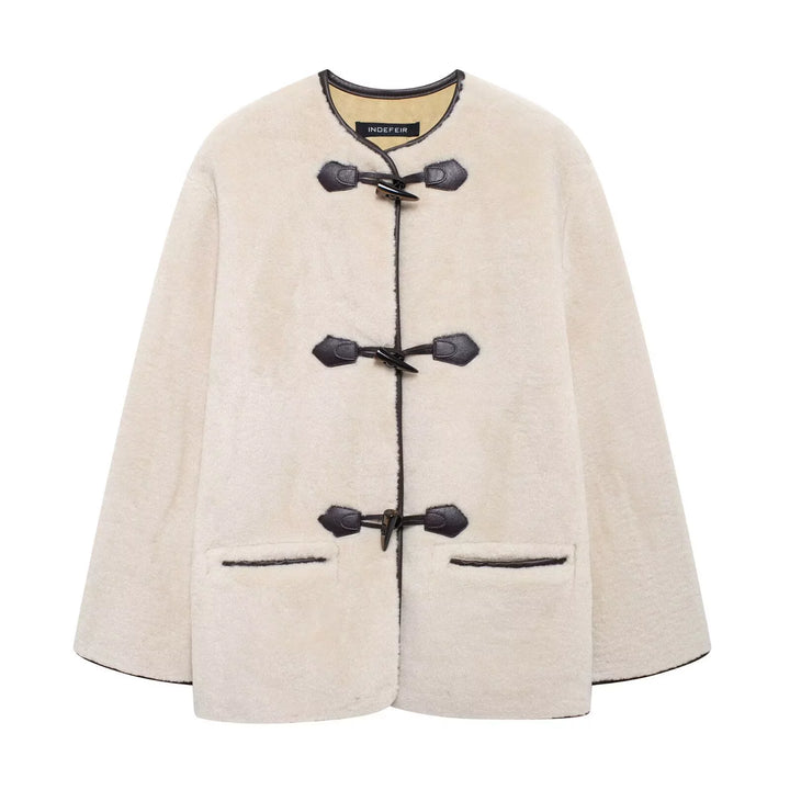 Comfortable teddy jacket for women with high-quality leather finish Lune London